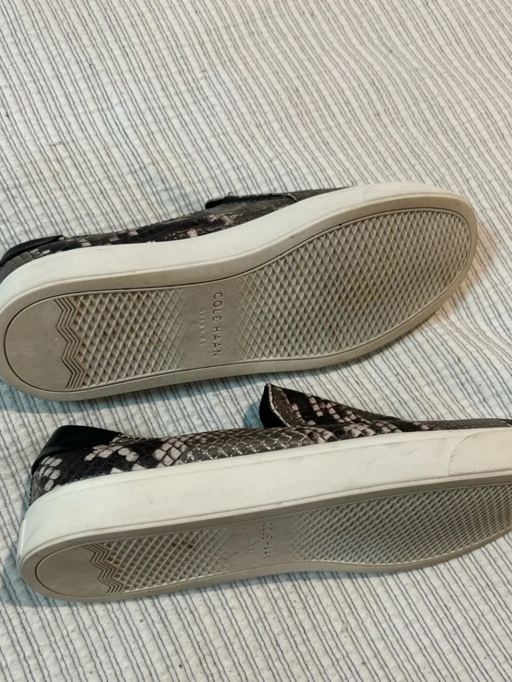 Cole Hasn Women’s  Slip-On Sneakers in Black and Gray Snake Print